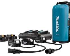 Makita Accessoires Lot De Batterie 191C50-5 PDC01 Station De Batterie 18 V Ă Montage ArriĂšre Comprend 4 X BL1850B Et Un Chargeur Rapide Duo