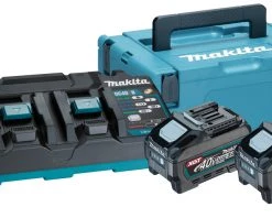 Makita Accessoires Lot De Batterie 191U00-8 Kit De Démarrage XGT DC40RB Dual Charger + 2 X Batterie BL4040 40V Max 4.0Ah Dans MBox