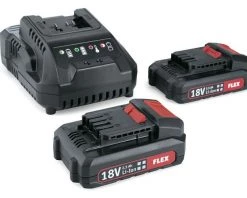 Flex-tools Accessoires Lot De Batterie 491357 P-Set 22 Q Accu Set 18V 2.5Ah - 2 X AP18.0/2.5 Batteries + Chargeur 18 Volts