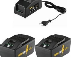 Rems Lot De Batterie 571591 Power-Pack 22V 5.0Ah Li-Ion 2 X Batterie + Chargeur