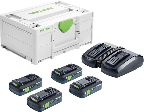 Festool Accessoires Lot De Batterie 577104 Kit D'énergie SYS 18V 4x4.0/TCL6 DUO- 4 X Packs De Batteries Et Chargeur Dans Un Systainer. 1 Festool Accessoires Lot De Batterie 577104 Kit D'énergie SYS 18V 4x4.0/TCL6 DUO- 4 X Packs De Batteries Et Chargeur Dans Un Systainer.