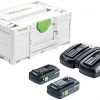Festool Accessoires Lot De Batterie 577109 Ensemble D'énergie SYS 18V 2x4.0/TCL6 DUO-2 X Pack D'accus Et Chargeur Dans Systainer
