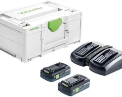 Festool Accessoires Lot De Batterie 577109 Ensemble D'énergie SYS 18V 2x4.0/TCL6 DUO-2 X Pack D'accus Et Chargeur Dans Systainer