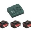 Metabo Accessoires Lot De Batterie 685049000 Pack Batterie 3 X 18V 4.0Ah Li-Ion + Chargeur ASC30-36