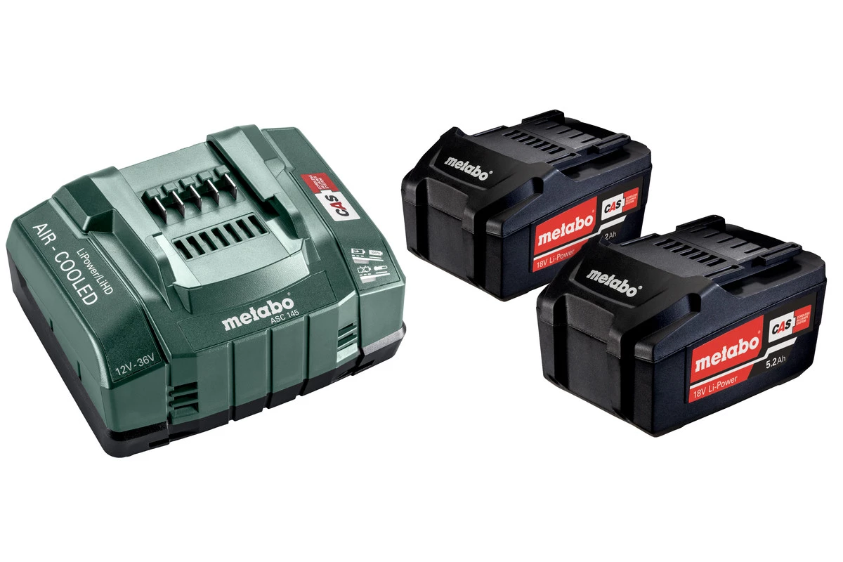 Metabo Accessoires Lot De Batterie 685051000 Set De Base - 2 X 18V 5.2Ah Li-Ion Batterie + Chargeur ASC145 1 Metabo Accessoires Lot De Batterie 685051000 Set De Base - 2 X 18V 5.2Ah Li-Ion Batterie + Chargeur ASC145