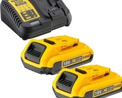 DeWalt Accessoires Lot De Batterie DCB115D2-QW Pack 2 Batteries XR 18V 2Ah Li-Ion + Chargeur