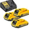 DeWalt Accessoires Lot De Batterie DCB115D3-QW Pack 3 Batteries XR 18V 2Ah Li-Ion + Chargeur