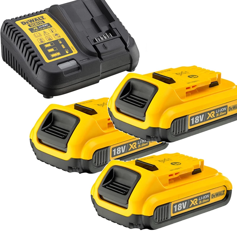 DeWalt Accessoires Lot De Batterie DCB115D3-QW Pack 3 Batteries XR 18V 2Ah Li-Ion + Chargeur 1 DeWalt Accessoires Lot De Batterie DCB115D3-QW Pack 3 Batteries XR 18V 2Ah Li-Ion + Chargeur