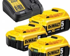 DeWalt Accessoires Lot De Batterie DCB115P3-QW Pack 3 Batteries XR 18V 5Ah Li-Ion + Chargeur