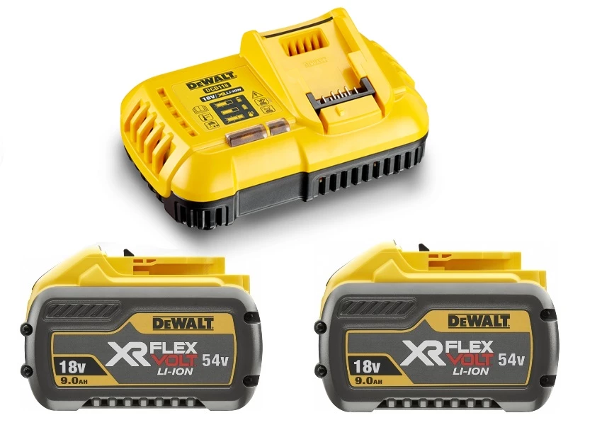DeWalt Accessoires Lot De Batterie DCB118X2-QW Pack 2 Batteries XR FLEXVOLT 54V 9Ah Li-Ion + Chargeur Rapide 1 DeWalt Accessoires Lot De Batterie DCB118X2-QW Pack 2 Batteries XR FLEXVOLT 54V 9Ah Li-Ion + Chargeur Rapide