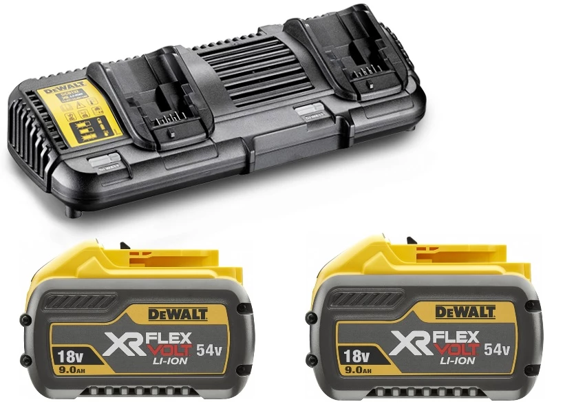 DeWalt Accessoires Lot De Batterie DCB132X2-QW Kit De Démarrage FlexVolt - 2 X Batterie FlexVolt 54V 9.0Ah Li-Ion + Chargeur Double DCB132 1 DeWalt Accessoires Lot De Batterie DCB132X2-QW Kit De Démarrage FlexVolt - 2 X Batterie FlexVolt 54V 9.0Ah Li-Ion + Chargeur Double DCB132