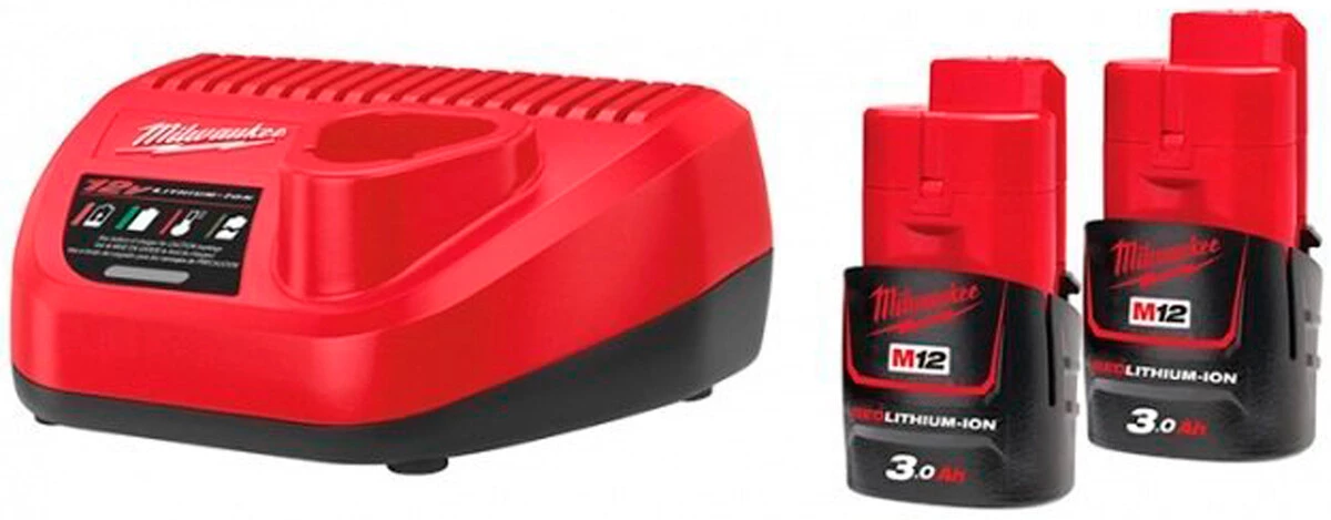 Milwaukee Accessoires Lot De Batterie M12 NRG-302 M12™ NRG Pack - 2 X Batterie 12V 3.0Ah + Chargeur C12C 4933451902 1 Milwaukee Accessoires Lot De Batterie M12 NRG-302 M12™ NRG Pack - 2 X Batterie 12V 3.0Ah + Chargeur C12C 4933451902
