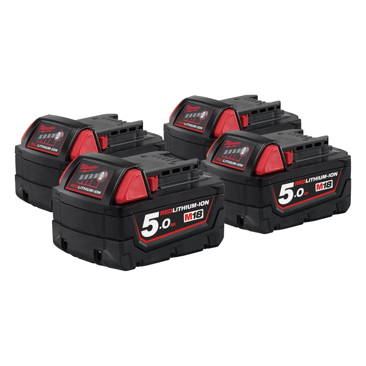 Milwaukee Accessoires Lot De Batterie M18 B5 4-pack 4 X Batterie 18 Volt 5.0Ah Li-Ion 1 Milwaukee Accessoires Lot De Batterie M18 B5 4-pack 4 X Batterie 18 Volt 5.0Ah Li-Ion