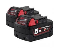 Milwaukee Accessoires Lot De Batterie M18 B5 Duopack - 2 X Batterie 18 Volt 5.0Ah Li-Ion