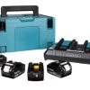 Makita Accessoires Lot De Batterie Pack - 4 Batteries 18 V Li-Ion + 1 Chargeur Double Dans Coffret MAK-PAC
