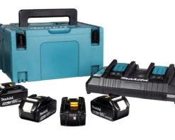 Makita Accessoires Lot De Batterie Pack - 4 Batteries 18 V Li-Ion + 1 Chargeur Double Dans Coffret MAK-PAC