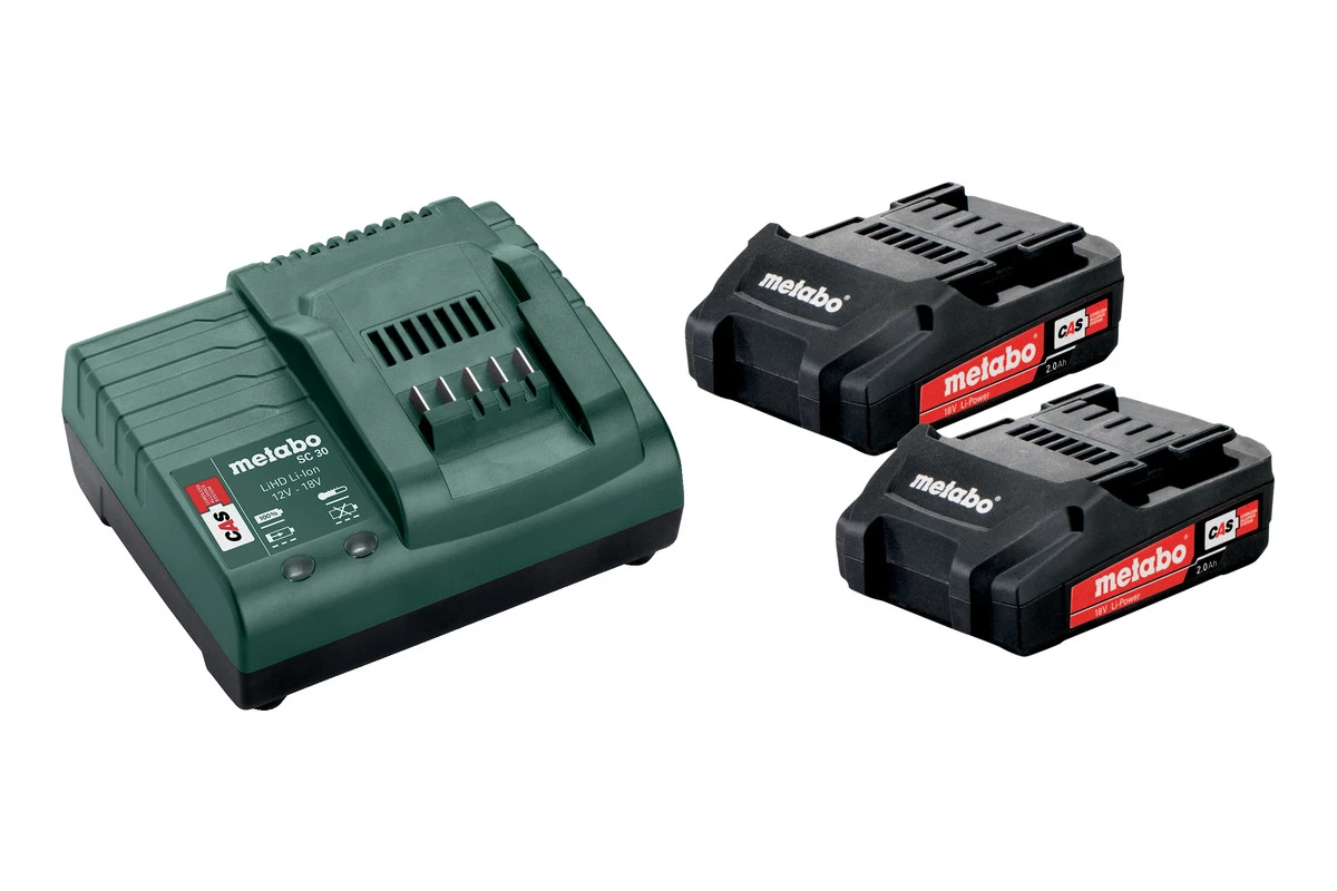Metabo Accessoires Lot De Batterie Pack Batterie 2 X 18V 2.0Ah Li-Ion + 1 X Chargeur SC 30 685161000 1 Metabo Accessoires Lot De Batterie Pack Batterie 2 X 18V 2.0Ah Li-Ion + 1 X Chargeur SC 30 685161000