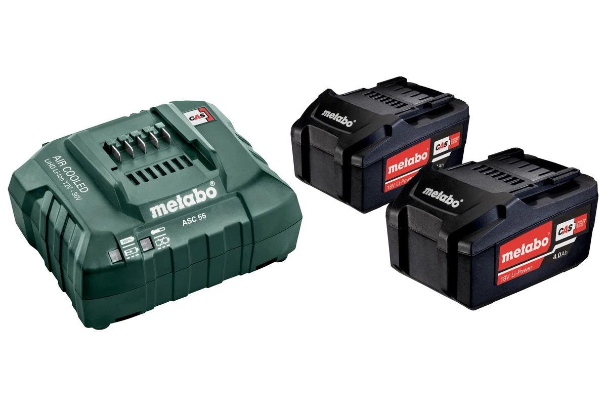Metabo Accessoires Lot De Batterie Pack Batterie 2 X 18V 4.0Ah Li-Ion + 1 X Chargeur ASC 55 685050000 1 Metabo Accessoires Lot De Batterie Pack Batterie 2 X 18V 4.0Ah Li-Ion + 1 X Chargeur ASC 55 685050000