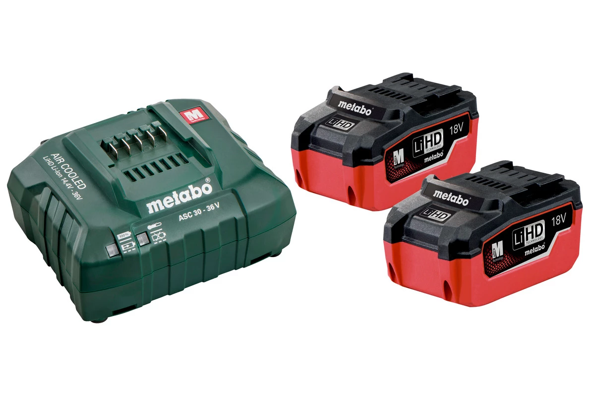 Metabo Accessoires Lot De Batterie Pack Batterie 2 X 18V LiHD 5,5Ah + 1 X Chargeur ASC 145 685122000 1 Metabo Accessoires Lot De Batterie Pack Batterie 2 X 18V LiHD 5,5Ah + 1 X Chargeur ASC 145 685122000