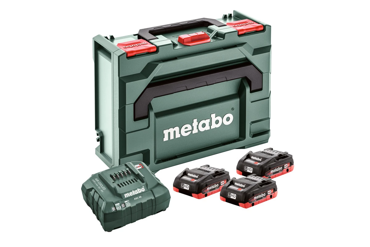 Metabo Accessoires Lot De Batterie Pack Batterie 3 X 18V LiHD 4.0Ah + 1 X Chargeur ASC 55 En MetaBox 145 685133000 1 Metabo Accessoires Lot De Batterie Pack Batterie 3 X 18V LiHD 4.0Ah + 1 X Chargeur ASC 55 En MetaBox 145 685133000
