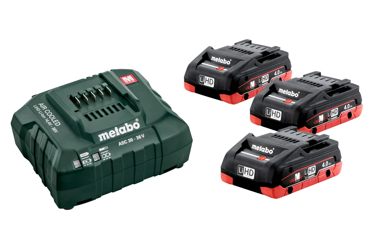 Metabo Accessoires Lot De Batterie Sets De Batteries 3 X 18V LiHD 4.0Ah + 1 X Chargeur ASC 30-36 V 685132000 1 Metabo Accessoires Lot De Batterie Sets De Batteries 3 X 18V LiHD 4.0Ah + 1 X Chargeur ASC 30-36 V 685132000