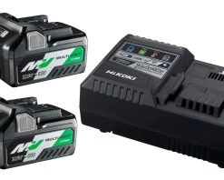 HIKOKI Accessoires Lot De Batterie UC18YSL3WEZ Pack 2 Batteries Multivolt + Chargeur Rapide